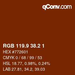 Color code: RGB 119.9 38.2 1 | qconv.com