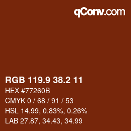 Color code: RGB 119.9 38.2 11 | qconv.com