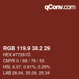 Color code: RGB 119.9 38.2 29 | qconv.com