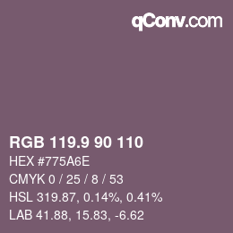 カラーコード: RGB 119.9 90 110 | qconv.com