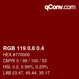 カラーコード: RGB 119 0.8 0.4 | qconv.com