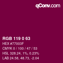 Color code: RGB 119 0 63 | qconv.com
