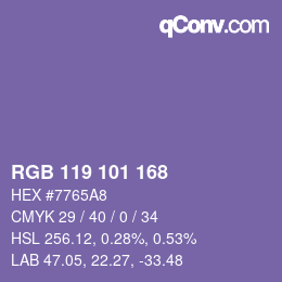 Color code: RGB 119 101 168 | qconv.com