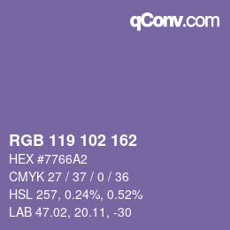 Color code: RGB 119 102 162 | qconv.com