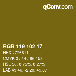 Color code: RGB 119 102 17 | qconv.com