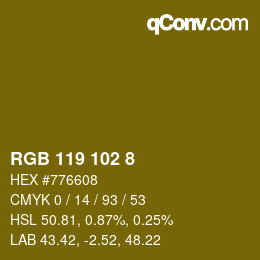 Color code: RGB 119 102 8 | qconv.com