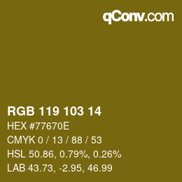 Farbcode: RGB 119 103 14 | qconv.com