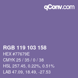 カラーコード: RGB 119 103 158 | qconv.com