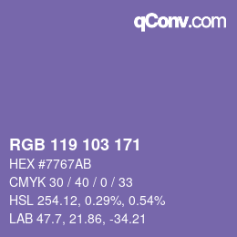 Color code: RGB 119 103 171 | qconv.com