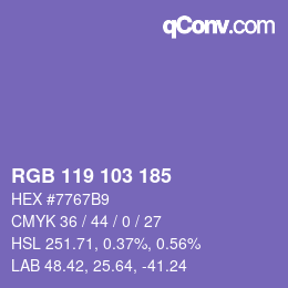Color code: RGB 119 103 185 | qconv.com