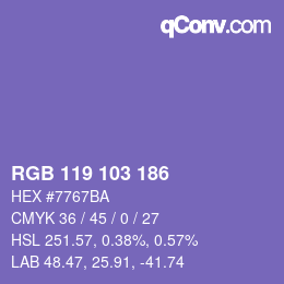 Color code: RGB 119 103 186 | qconv.com