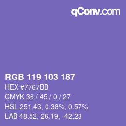 カラーコード: RGB 119 103 187 | qconv.com