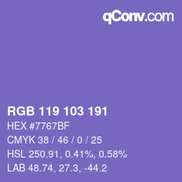 Color code: RGB 119 103 191 | qconv.com