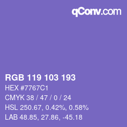 Color code: RGB 119 103 193 | qconv.com