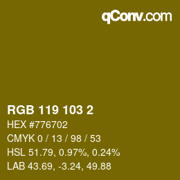 Color code: RGB 119 103 2 | qconv.com