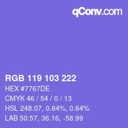 Color code: RGB 119 103 222 | qconv.com