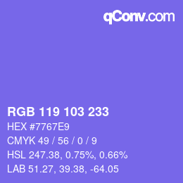 Color code: RGB 119 103 233 | qconv.com