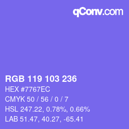 Color code: RGB 119 103 236 | qconv.com