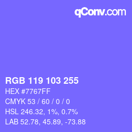 カラーコード: RGB 119 103 255 | qconv.com