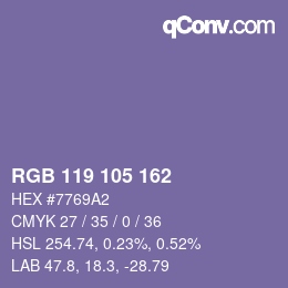 Color code: RGB 119 105 162 | qconv.com