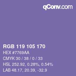 Color code: RGB 119 105 170 | qconv.com