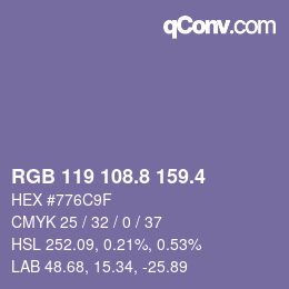 カラーコード: RGB 119 108.8 159.4 | qconv.com