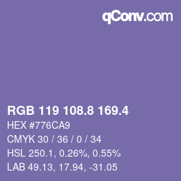 カラーコード: RGB 119 108.8 169.4 | qconv.com