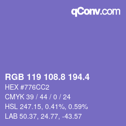 カラーコード: RGB 119 108.8 194.4 | qconv.com