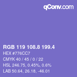 カラーコード: RGB 119 108.8 199.4 | qconv.com