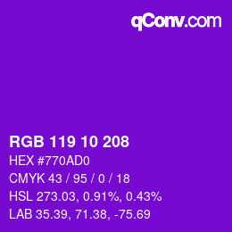 カラーコード: RGB 119 10 208 | qconv.com