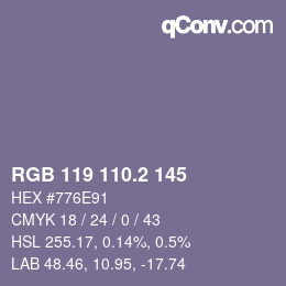 カラーコード: RGB 119 110.2 145 | qconv.com