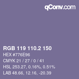 カラーコード: RGB 119 110.2 150 | qconv.com