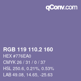 カラーコード: RGB 119 110.2 160 | qconv.com