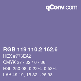カラーコード: RGB 119 110.2 162.6 | qconv.com