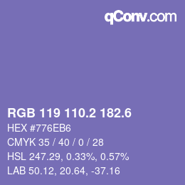 カラーコード: RGB 119 110.2 182.6 | qconv.com