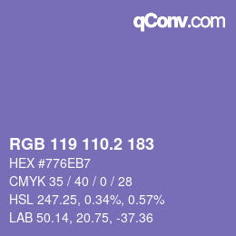 カラーコード: RGB 119 110.2 183 | qconv.com