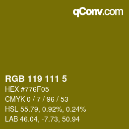 Color code: RGB 119 111 5 | qconv.com