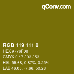 カラーコード: RGB 119 111 8 | qconv.com