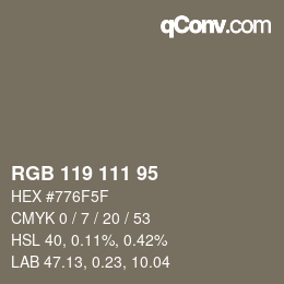 Farbcode: RGB 119 111 95 | qconv.com