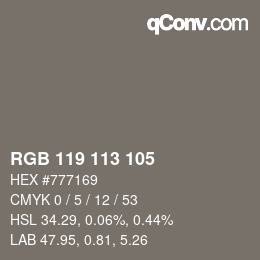 Código de color: RGB 119 113 105 | qconv.com