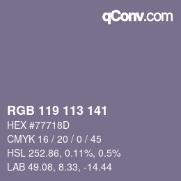 Farbcode: RGB 119 113 141 | qconv.com