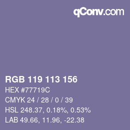 Color code: RGB 119 113 156 | qconv.com