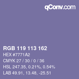 Color code: RGB 119 113 162 | qconv.com