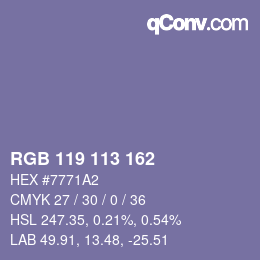 Color code: RGB 119 113 162 | qconv.com