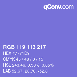 Color code: RGB 119 113 217 | qconv.com