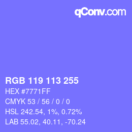 カラーコード: RGB 119 113 255 | qconv.com