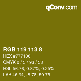カラーコード: RGB 119 113 8 | qconv.com