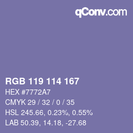 Farbcode: RGB 119 114 167 | qconv.com