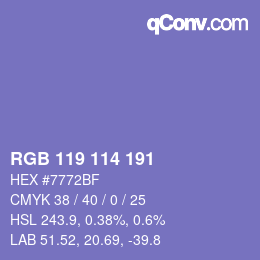 Color code: RGB 119 114 191 | qconv.com