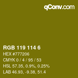 Color code: RGB 119 114 6 | qconv.com